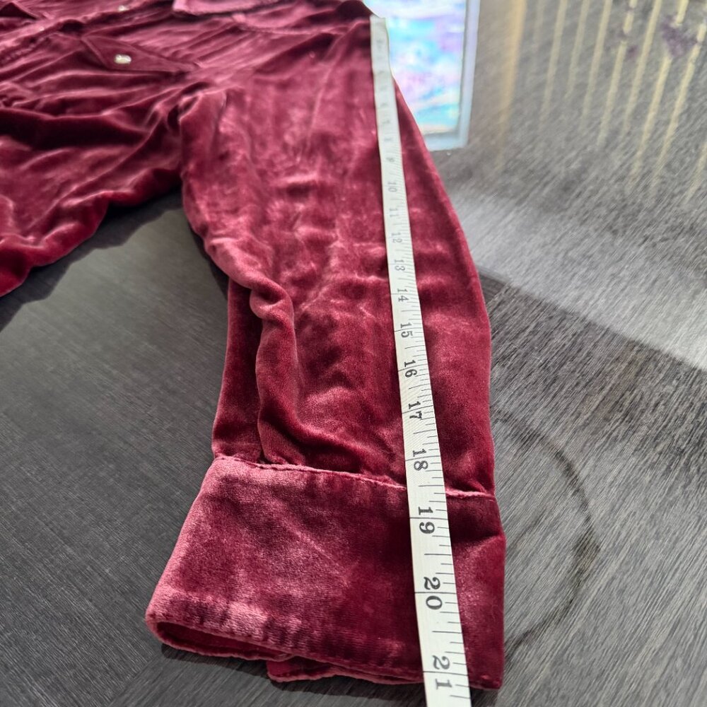 Sundance Cassity Velvet Shirt PL Burgundy Western Pearl Snap Silk Blend - Picture 10 of 10